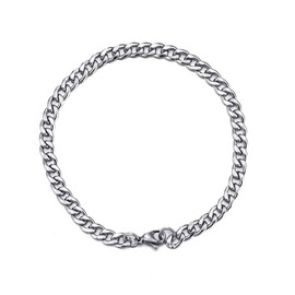 Cadoline 316L Stainless Steel Men's Silver 3mm 9 Inch (23 cm) Cuban Curb Chain Bracelet