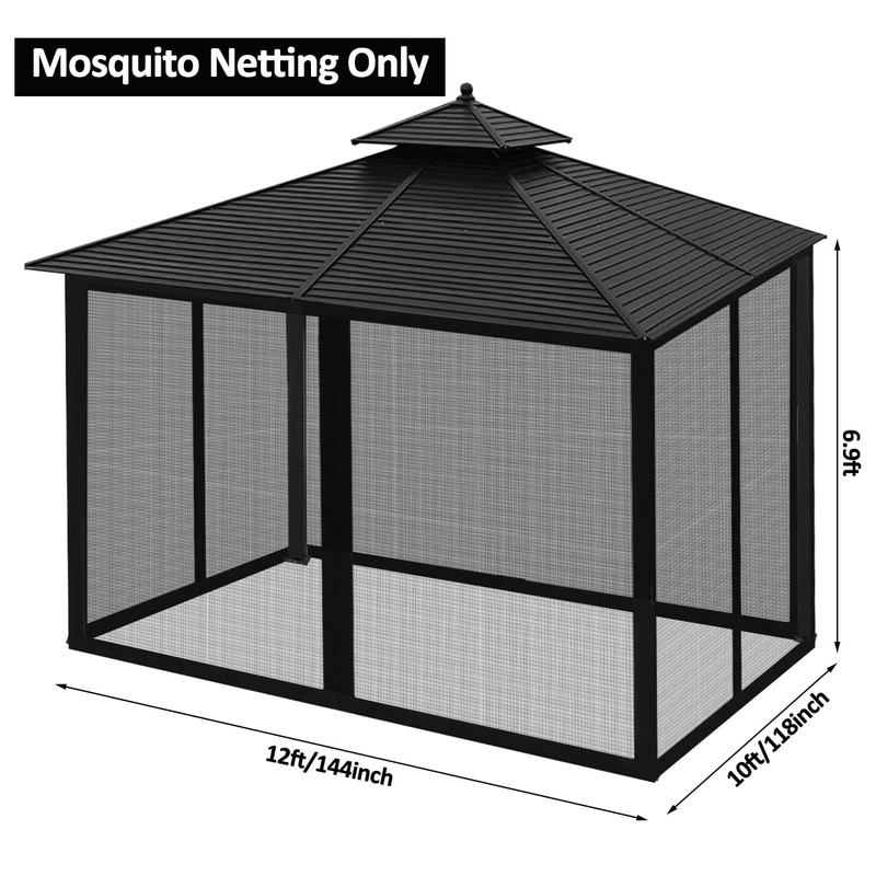 Homegroove Replacement Mosquito Netting for 10x12ft Gazebo, Universal Mesh Screen