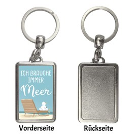 speecheese Seagull Keyring with Saying "Ich brauche immer Meer Nordsee-Liebhaber Strandaccessoire Holiday Lucky Charm for Suitcase Aeroplane, multicoloured