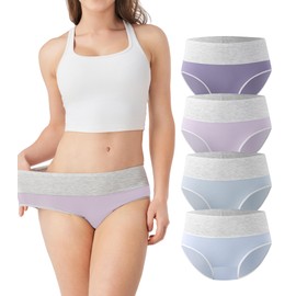 DAVID ARCHY Bamboo Rayon Women's Briefs High Waisted Ladies Panties Breathable Soft Full Coverage 4 Pack