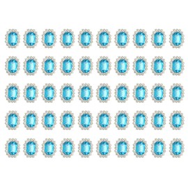 PATIKIL 50Pcs Rhinestone Embellishments, Handcraft Crystal Rhinestone Button Charms Silver Base Gems Blue Rhinestones for Crafting Clothing Jewelry Making