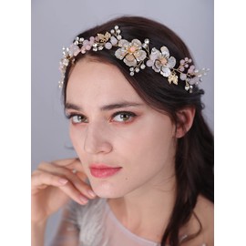JWICOS Flower Bride Wedding Hair Vine Bridal Pearl Hair Piece Wedding Crystal Hair Accessories for Flower Girl Bridesmaid