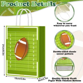 30 Bolsas de Recuerdo de Fiesta de Fútbol Bolsas de Regalo de Fútbol Bolsas de Caramelos de Fútbol Bolsas de Regalo para Fiestas Deportivas con Asas para Niños Decoración de Fiesta Deportiva
