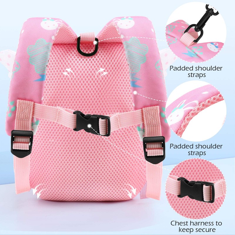 Cosyres Bunny Kids Backpack Preschool Toddler Girls with Reins Pink