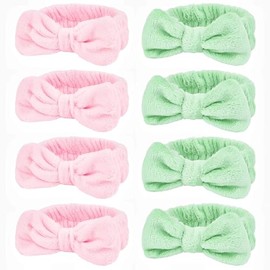 TIOSRU 8 pack spa headbands for washing face-green+pink