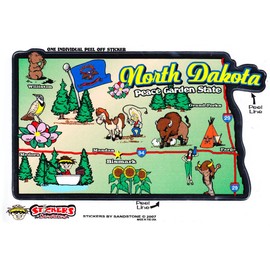 Flagline North Dakota - State Map Outline Vinyl Sticker