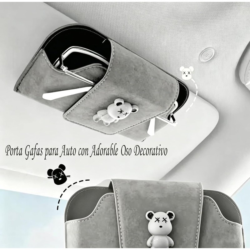 Guibell Soporte para Anteojos de Sol Auto Piel Magnético Gris