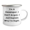 Developer's Delight Enamel Camping Mug - I'm A Developer. Funny