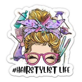 Hair Stylist Life Messy Bun Blond Stickers - 2 Pack - Waterproof Vinyl for Car, Phone, Water Bottle, Laptop - Hair Salon Decals (2-Pack)