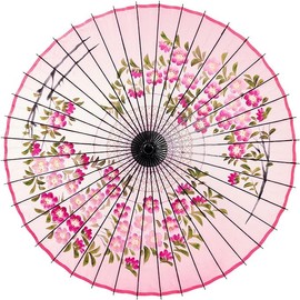 山本竹細工屋 （YAMAMOTOTAKIZAYIKUYA) Japanese Umbrella Silk Umbrella Sakurae Sequel Pattern Dance Umbrella… (Pink)