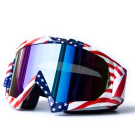 LOOVILEN Dirt Bike Goggles for Motocross ATV Motorcycle,Offroad Riding MX and Skiing Snow Goggles with UV protection,Dustproof,Windproof Lenses for Men, Women, Youth and Kids Flag Frame
