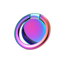 lenoup Rainbow Cell Phone Ring Stand Holder,Multicolor Ring Grip Kickstand,Iridescent 360 Rotation Metal Finger Ring for Phones,Pad