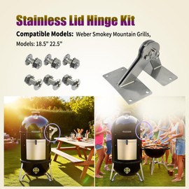 Upgraded Stainless Hinge Gasket Kit Compatible with Weber Smokey Mountain WSM Smoker Grill 18.5 22.5 Smoker G-rill One Touch BBQ Quick Release ​- Let The lid Connect to The Grill