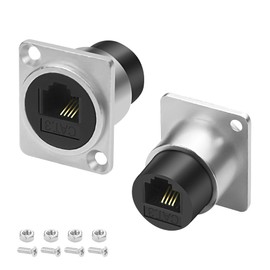 XMSJSIY D-type RJ11 panel mount phone connector CAT3 passage adapter female to female telephone line socket RJ11 CAT3 module for phone and modem, 2 pieces