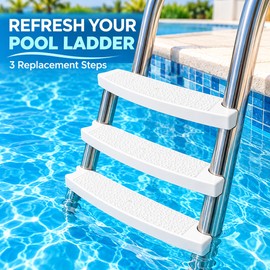 3 Pack Universal Swimming Pool Ladder Replacement Steps, Non-Slip ABS Treads with Stainless Steel Bolts