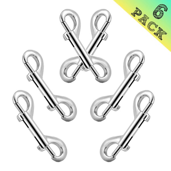 Bolt Snaps Double Ended Hook 6 Set 3.5inch/90mm Zinc Alloy Trigger Metal Clips for Key Chain Dog Leash Horse Pet Sling Feed Buckets