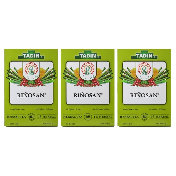 Tadin Riñosan Herbal Tea, Made in USA, 24 bags,  (3 BOXES) 12/2024