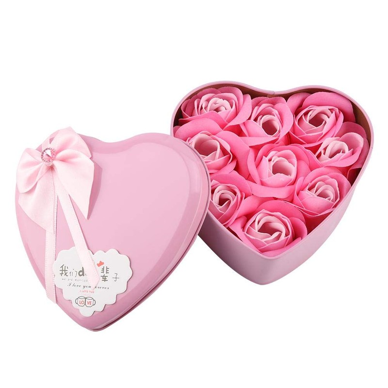 Asixx Soap Flower Box, Soap Rose Artificial Flowers, Gift Heart-Shaped
