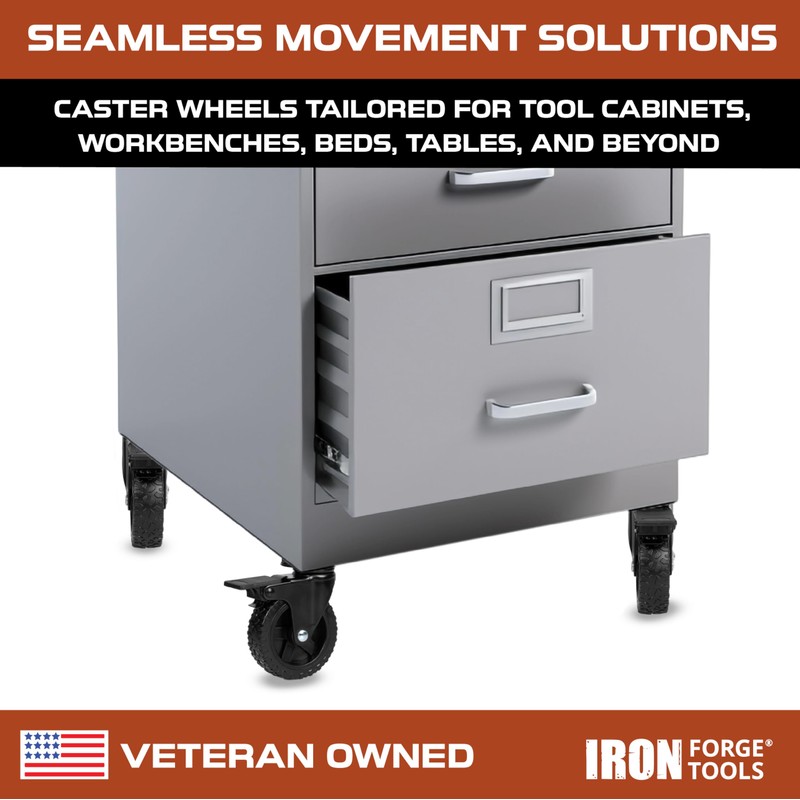 Iron Forge Tools Side Mount Casters Set of 4, Swivel