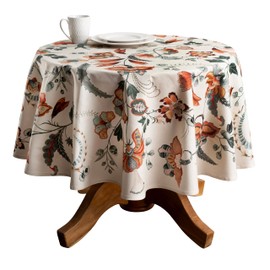 Maison d' Hermine 100% Cotton Table Cover - 63" Diameter Round Decorative Tablecloth - Washable Tablecloths for Dining, Home, Farmhouse & Party - Ideal for Spring & Summer - Dalida Collection