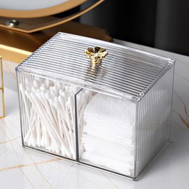 SVOCK Cotton Pads Storage, Cotton Pads Container for Bathroom, Storage Cotton Pads, Container for Cotton Buds, Transparent Acrylic Cotton Pad Dispenser for Toilet, Bathroom, Bedroom