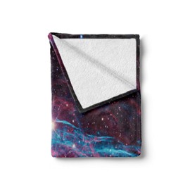 Ambesonne Pink Soft Flannel Fleece Throw Blanket, Science Cosmos Outer Space Galaxy Print Universe Stars Astronomy Nebula Theme, Cozy Plush for Indoor and Outdoor Use, 50" x 70", Magenta Black