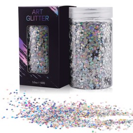 EBANKU Holographic Chunky Glitter, 100g Laser Craft Glitter for Resin Chunky Nail Flake Sequin Mixed Fine Glitter Powder for Nail Art Decoration