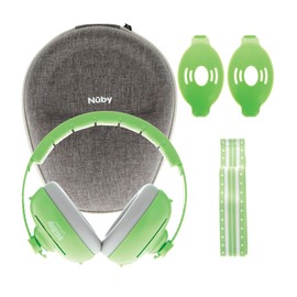 Nuby Soft Sounds 2-in-1 Noise Cancelling Earmuffs for Loud Noise Protection, Adjustable Design, Swappable Strap & Headband, Includes Travel Case, Green