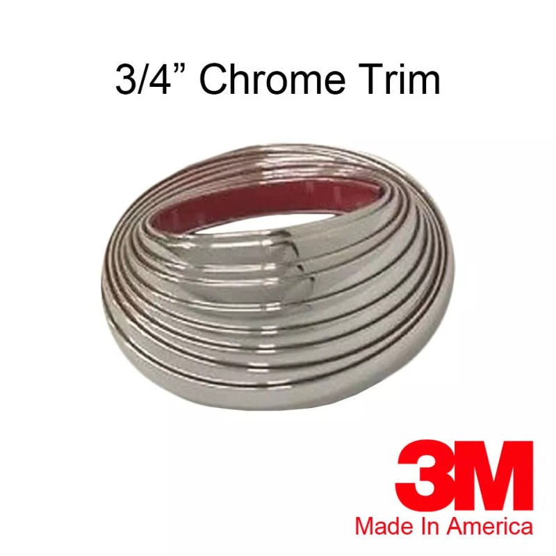 Automotive Authority 3/4" CHROME ROCKER PANEL BODY MOLDING FLEXIBLE TRIM