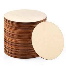 Coopay 6 Inch Wooden Circles, Unfinished Round Wood Slices Natural Wooden Cutouts for Door Hanger, Painting, Wedding, Home Decoration DIY Wood Craft Supplies, 40 Pieces