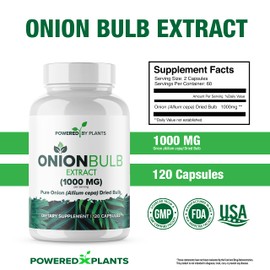 Onion Bulb Extract 1000mg Pure All Natural Onion (Allium Cepa) Dried Bulb - 120 Capsules