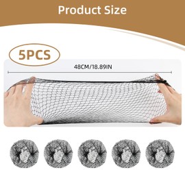 5 Pieces Black Hair Nets for Sleeping, Thicker Sleep in Hair Net with Elasticated Edge, Hairnet Snood for Drying Curly Hair Plopping Bonnet Mesh Comfortable & Versatile Mesh Crochet Cap for Women