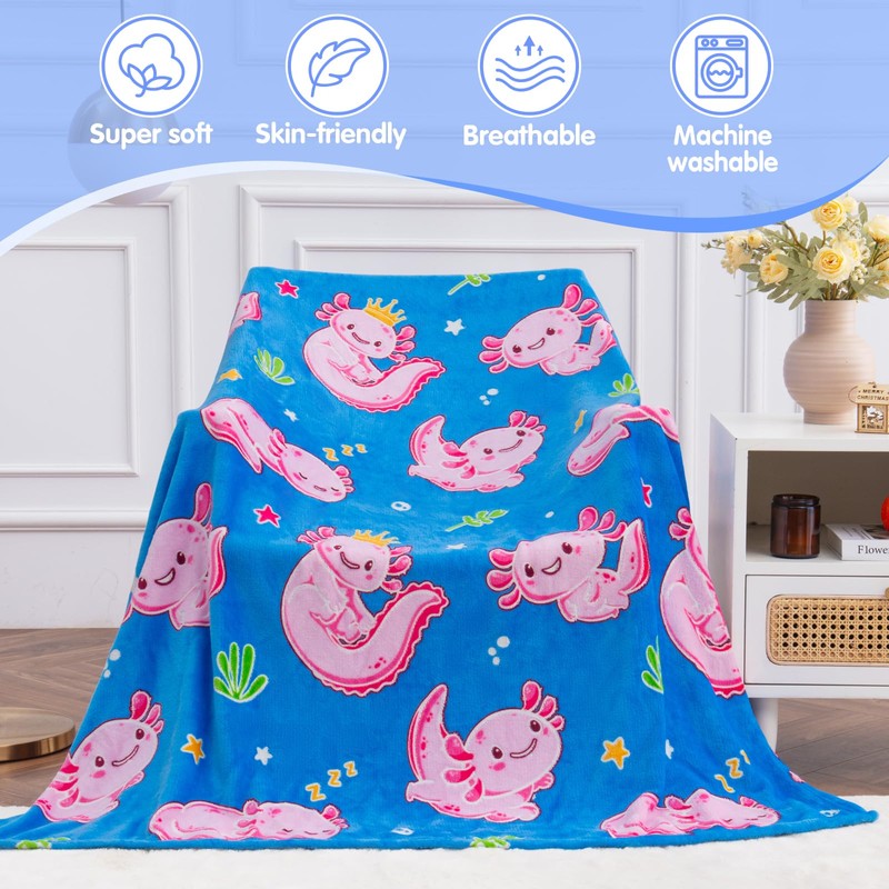 Axolotl Toys Gifts for Girls - Pink Axolotl Blanket Glow