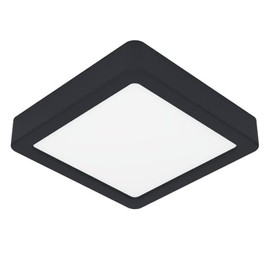 Eglo LED Ceiling Light Fitting Fueva 6, Square Ceiling lamp, Flush Light Fixture, Plastic in Black and White, Ceiling Lighting Warm White-Cold White, 15x15 cm