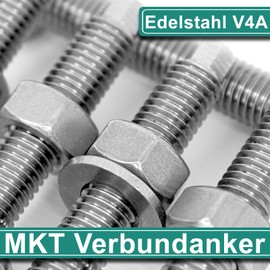 MKT Anchor Rod Composite Anchor Bolt Anchor Composite Bolts – Pack of 4 Size: M10 x 130 mm for Anchoring Large Loads in Cracked and Uncracked Concrete Heavy Duty Anchor Bolts Made of Stainless Steel