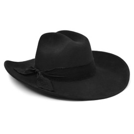 Keilin Cowgirl Hat Brushed Cowboy Hat for Women and Men Customizable Felt Western Hat with Shapeable Wide Brim (US, Alpha, Large, X-Large, Black)