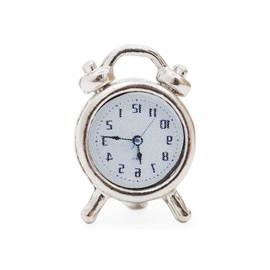 1Pcs Silver 1/12 Miniature Alarm Clock Dollhouse Decoration Accessories,Miniature Dollhouse Dollhouse Accessories (0.4x0.2x0.6 inch)