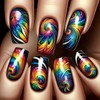 MIXFOSAHN Press on Nails Medium Sqaure Fake Nails Colorful Black