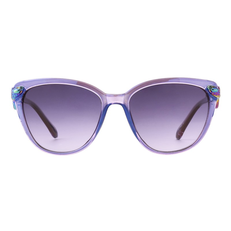 Betsey Johnson Women's Serpentine Cat Eye Sunglasses, Purple Crystal with