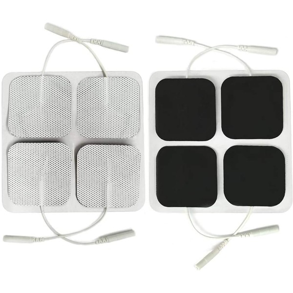 8 Pads of Easy@home 2"x 2" TENS Unit Reusable Self Stick Carbon Electrode Pad - Non Irritating