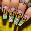 Butterfly Press on Nails Long Square Fake Nails with Design