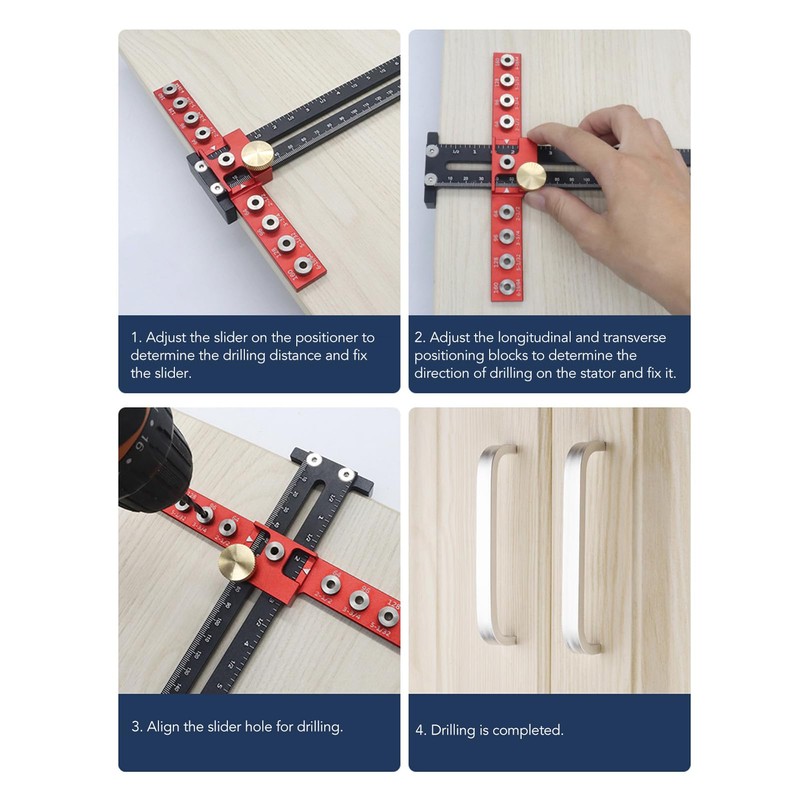 Cabinet Hardware Jig, Adjustable Drill Guide Template Tool Made of