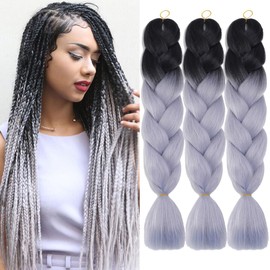 Jumbo Box Braiding Hair Extensions 24 Inch Colored Braiding Hair 3 Packs Ombre Twist Crochet Braids Hair Extension for Women High Temperature Synthetic Fiber(24",B37)