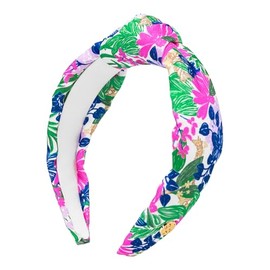 Lilly Pulitzer Colorful Knotted Headband, Slim Satin Headband, Cute Hair Accessories for Women and Girls (Endless Summer Coconut)