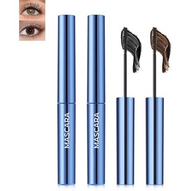 Mascara for Mature Older Women 60 Plus, 2 Pcs Black Brown Waterproof Lengthening Volumizing Prime Mascara Volume and Length, Hypoallergenic No Clumps Mascaras with Fine Short Lashes for Sensitive Eyes