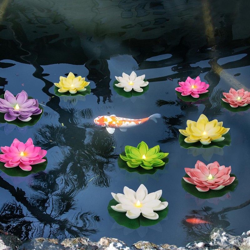 LACGO 12 PCS Waterproof Floating Lotus Light - Diwali Floating