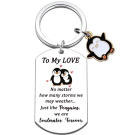 Uerifr Cute Gifts for Boyfriend Romantic Penguin Keychain for Bf Couple Gifts for Him Wedding 1 Year Anniversary Present for Couple Husband BF Birthday Gift for Men Valentines Day Stuff for Boyfriend