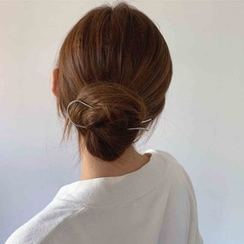 Inateannal U Shape Hair Pin Metal Hair Fork Vintage Hair Sticks Silver Hair Fork Updo Hair Clip Minimalist U Shaped Hair Stick Accessories for Women and Girls Gifts