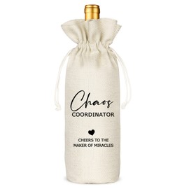 Socive Chaos Coordinator Wine Bag Gift, Gift Idea, Funny Gifts for Wedding Planner Wine Bag, Moms, Teachers - Reusable Drawstring Wine Bag,Party Wine bag