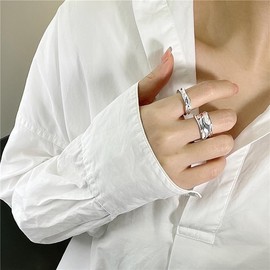 Irregular Ring for Couples Matching Rings for Bf and Gf Birthday Gifts Promise Rings for Husband Wife Anniversary Couples Gifts Her and Him Index Finger Vintage Rings 2Pcs